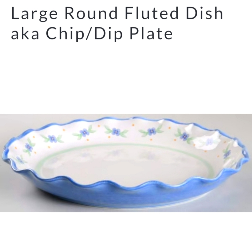 🌼 Pfaltzgraff Summer Breeze Fluted Chip Plate – 12" Stoneware Server